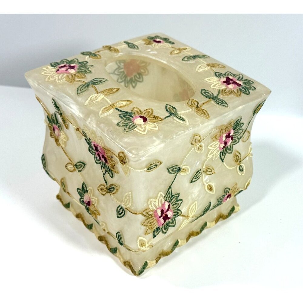 Popular‎ Bath Embroidered Floral Acrylic Tissue Box Cover Cottagecore Grannycore